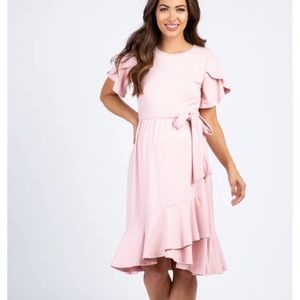 Pinkblush CORAL Flounce Trim Maternity Dress